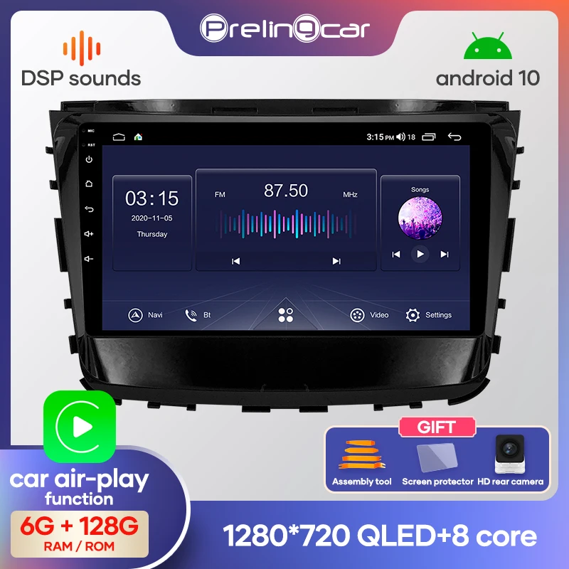 Автомагнитола Prelingcar 2 Din Android 10 0 без DVD мультимедийный видеоплеер GPS навигация для