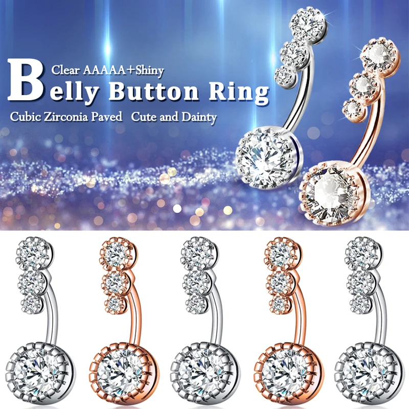 

1Pcs Sexy Navel Piercing Belly Button Rings Bar Crystal Zircon Dangling Ombligo Party Stud Barbell for Woman Body Party Jewelry
