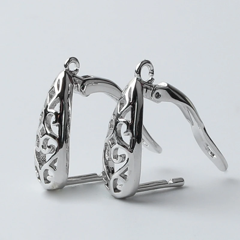 silver Популярные DIY фиксаторы для серёжек крючки для женщин ручной работы аксессуары для ювелирных изделий Модный дизайн полые серьги крючки - Цвет: silver