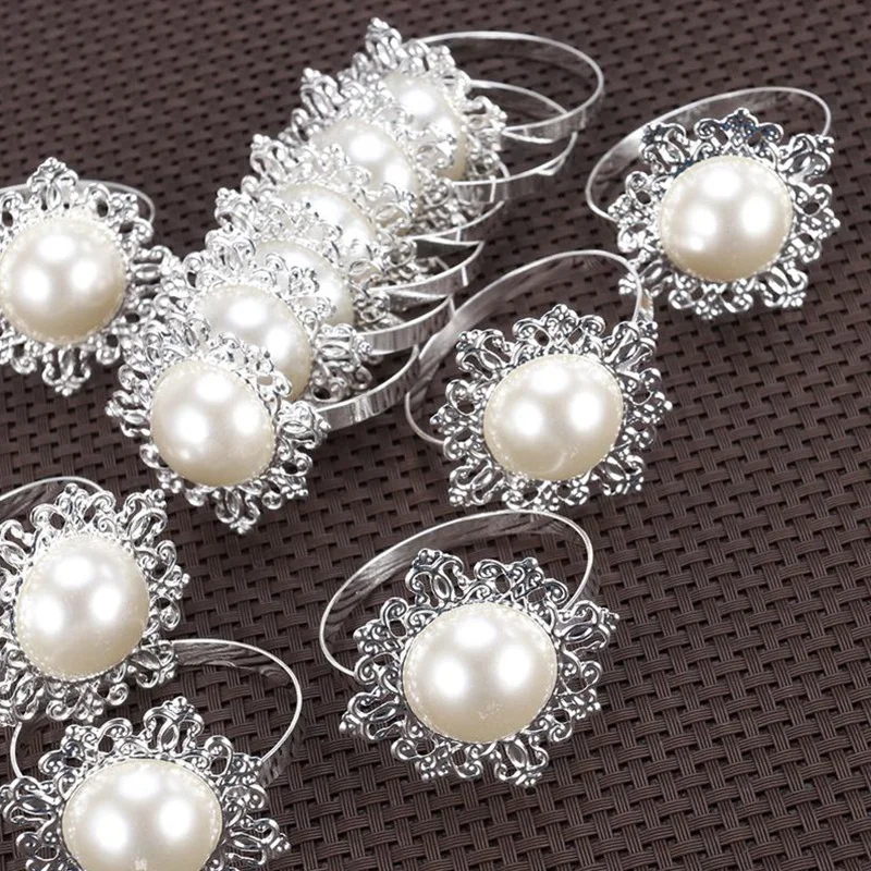 12 шт банкет искусственный кольцо для салфеток жемчуг пряжка-держатель салфетки