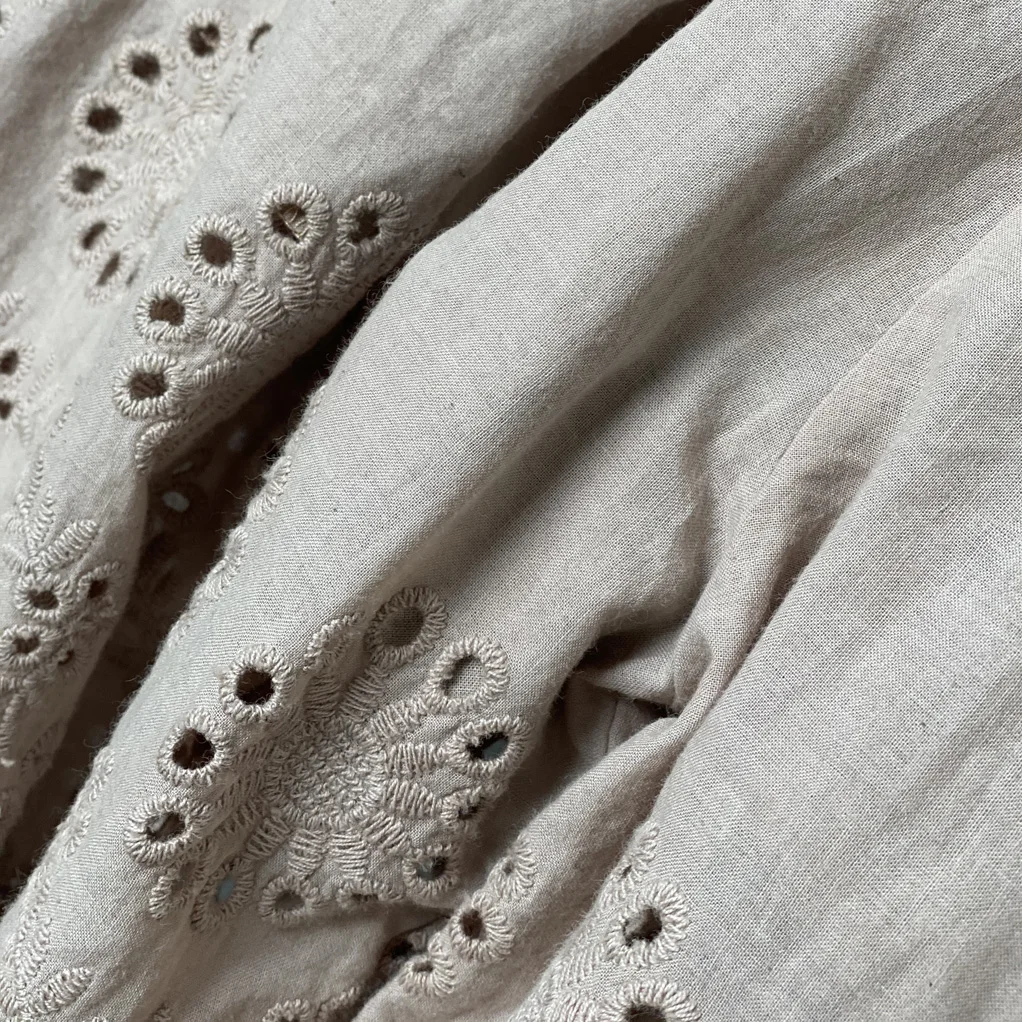 

Summer Women Cotton linen Pants Japan Style Mori Girl Elastic Waist Hollow out Embroidery Wide Leg Pants