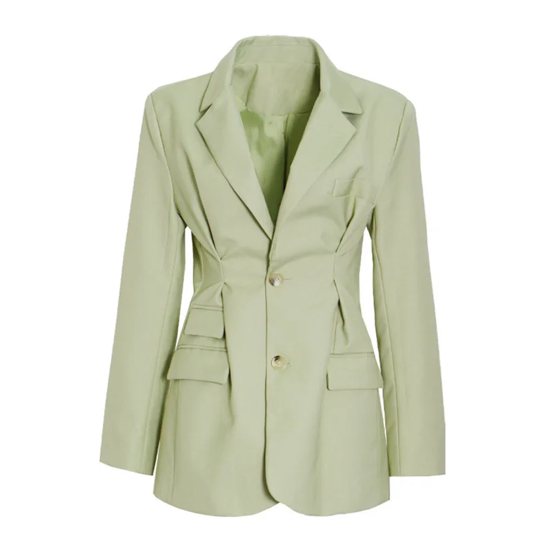 

VGH Solid Minimalist Blazer For Women Notched Long Sleeve Large Size Black Casual Blazers Female 2020 Autumn Fashion New Style