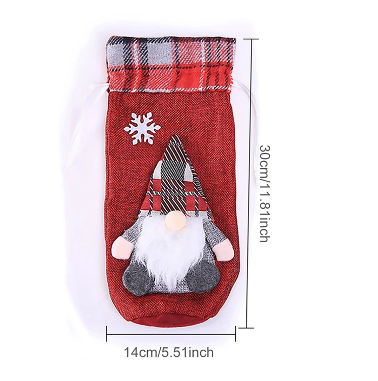 FENGRISE Santa Claus Wine Bottle Cover Christmas Decorations For Home Christmas Stocking Gift Navidad New Year's Decor