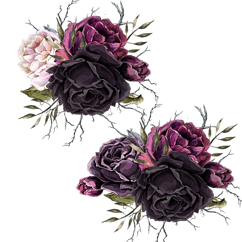 

Three Ratels QC85 Elegant and mysterious dark rose bouquet classical art wall decal room decoration toilet Decal