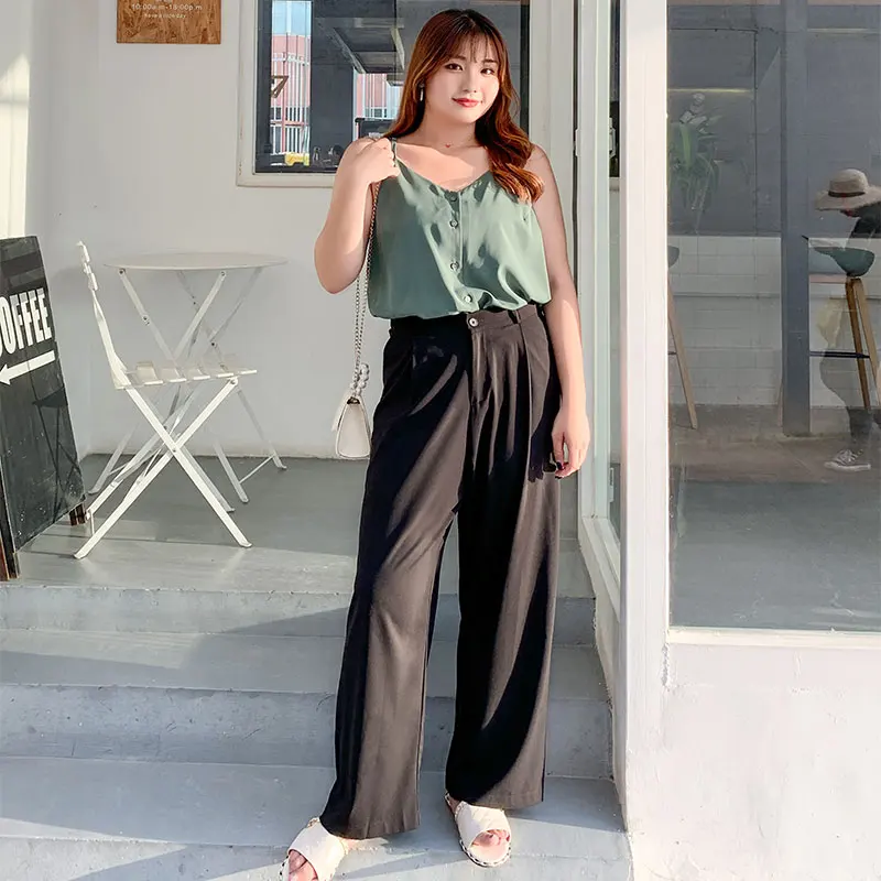 

Женские прямые брюки с высокой талией, свободные прямые брюки большого размера в Корейском стиле, повседневные облегающие прямые брюки, нов...