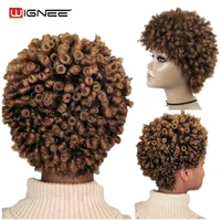 wignee short hair synthetic wigs afro kinky curly heat resistant for women mixed brown cosplay african hairstyles daily hair wig