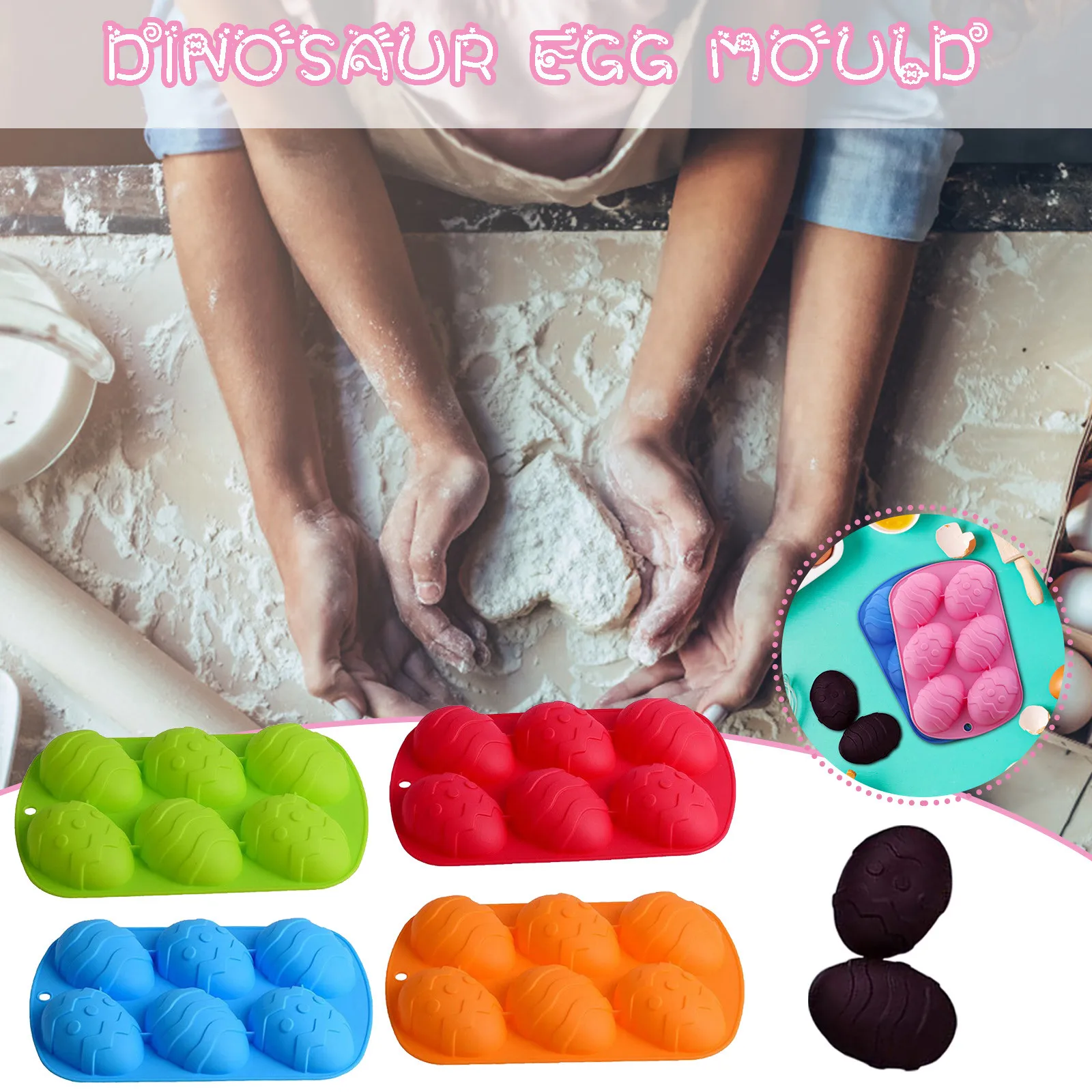 

3d 6 Cavity Easter Egg Shaped Silicone Baking Mold Cake Mold Muffin Chocolate Cookie Baking Mould Pan Ice Maker Mould