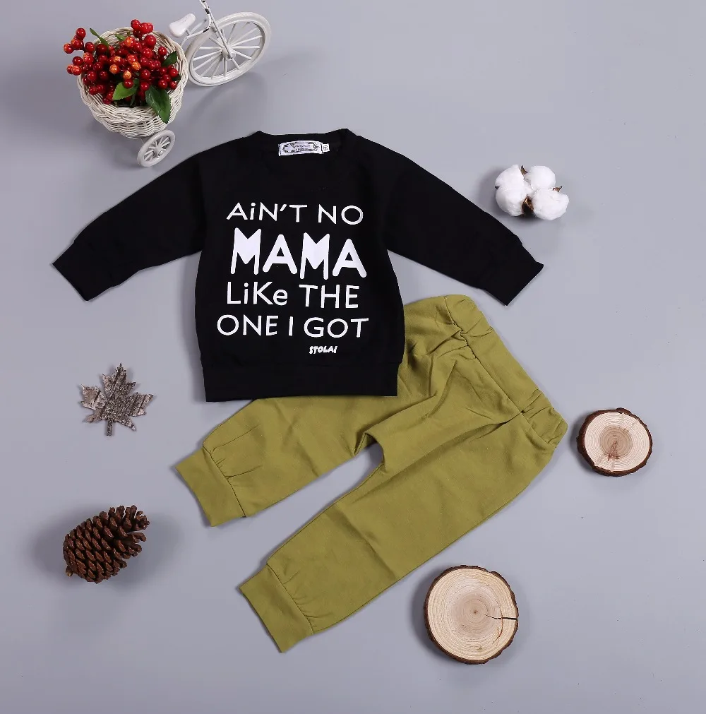 infant Baby boy clothing set Cotton long-sleeved Letter NO MAMA LIKE THE ONE I GOT Toddle Kids clothes outfit |