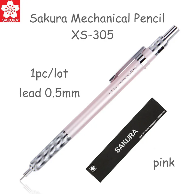 1 шт. Sakura XS-30 механический чертежный карандаш с ластиком сверху многоразового использования 0,3 мм 0,5 мм свинцовые выдвижные эскизные карандаши - Цвет: 1pc pink skr xs305