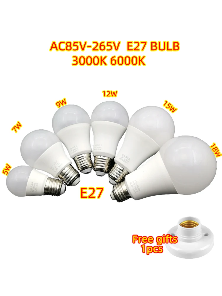 

LED Bulb E27 18W 15W 12W 9W 7W 5W Lampada LED Light AC 85-265V 220V 110V 240V Bombilla Spotlight Lighting Cold/Warm White Lamp