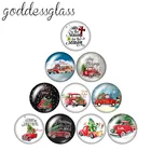 ZB1276 Рождественская красная Автомобильная елка на новый год 10 шт. 12 мм18 мм20 мм25 мм круглая фото стеклянный кабошон демонстрация плоская задняя сторона