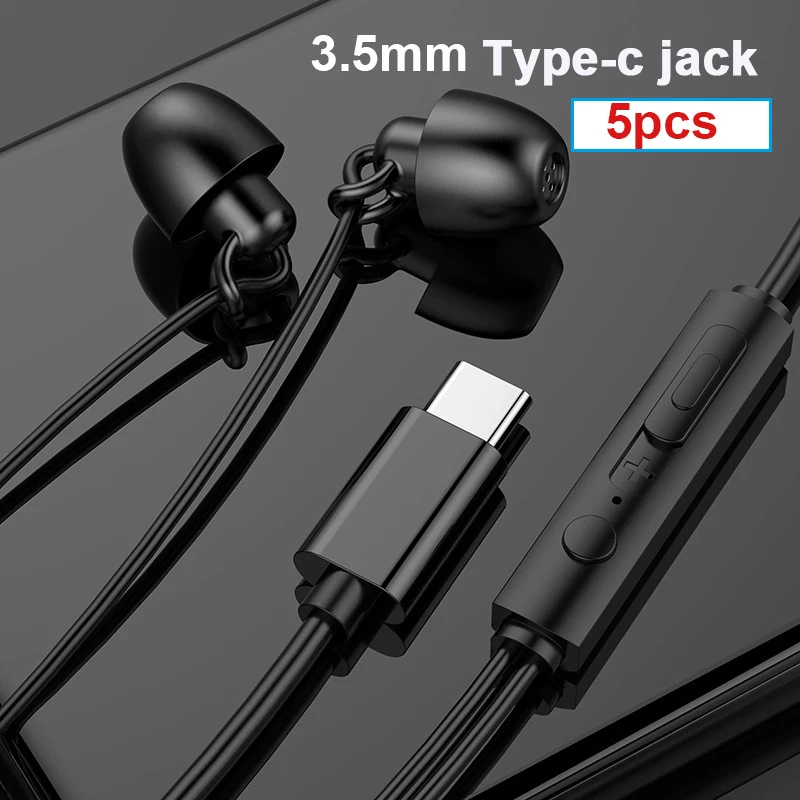 Стереонаушники вкладыши 5 шт./лот с усиленными басами 3 мм Type c наушники микрофоном