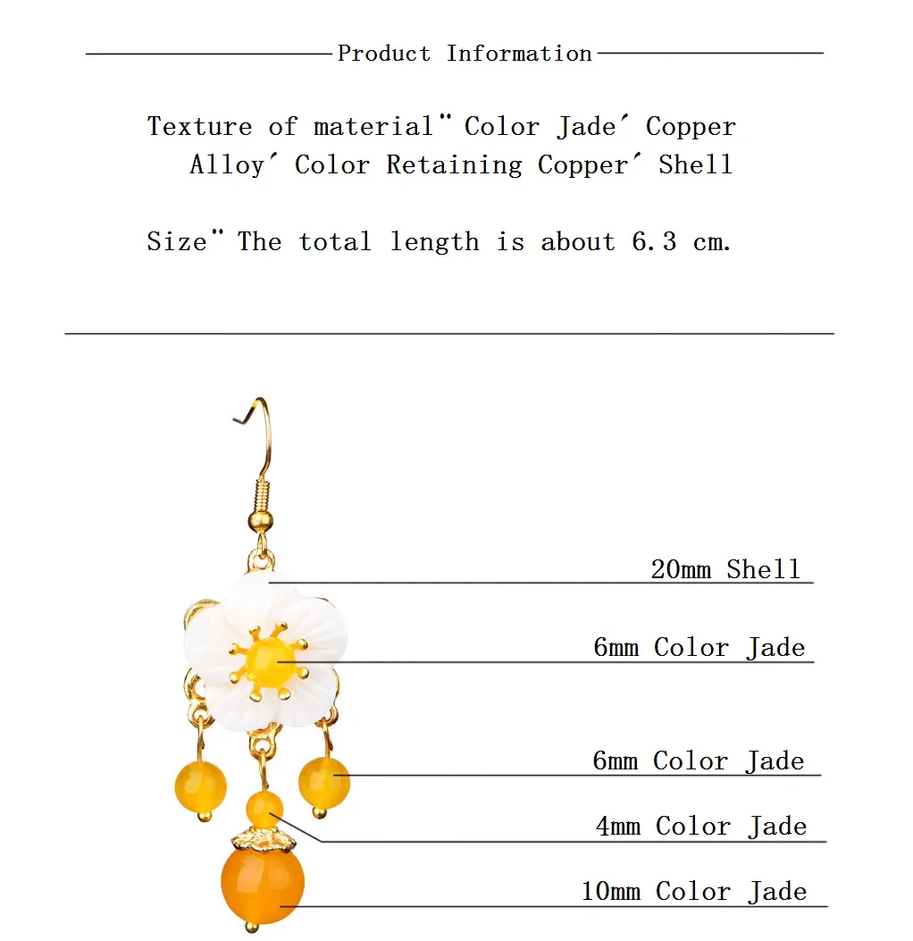 Китайский тренд темпераментный персональный желтый Цветной Глазурью Серьги