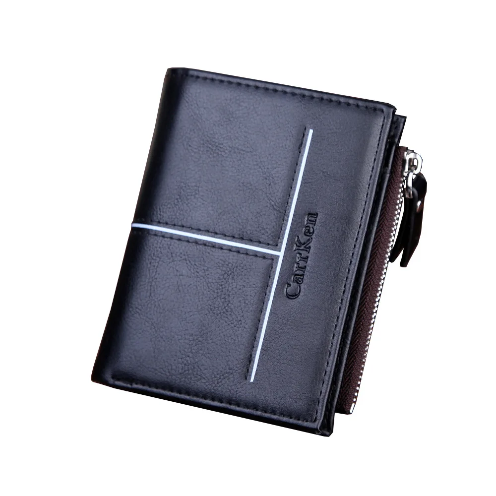 

Men's wallet short multi-function zipper buckle vertical men's wallet multi-card ID card holder men's casual all-match wallet