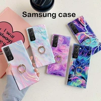 phone case applicable to samsung s21 20 10 9 8 ultra plus note20 a71 50 laser marble ring bracket anti falling mobile phone case