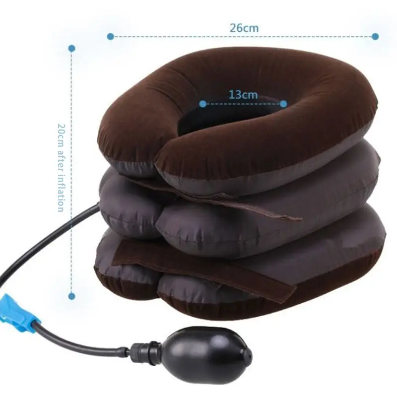 

3-Layer Inflatable Air Cervical Neck Back Traction Device for Pain Relief Neck Fitness and Body Building Travel Pillow