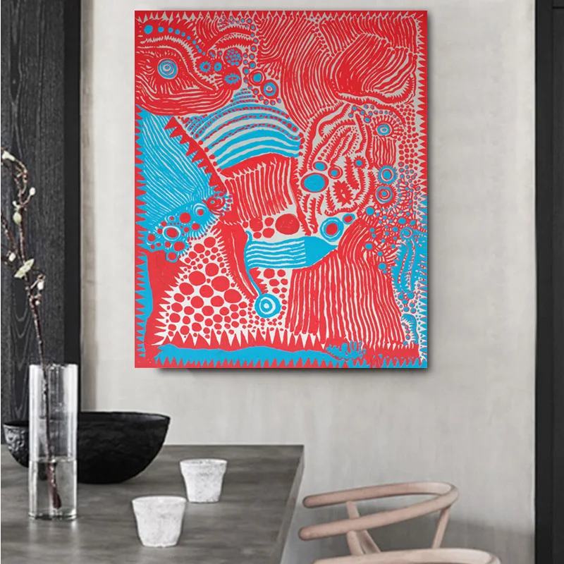 ota fine arts 4 Yayoi Kusama красный Головастик абстрактная картина настенная живопись домашняя декоративная художественная картина Печать на холсте Печать настенная живопись - Цвет: ota fine arts 4