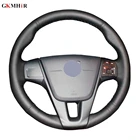 Сделай сам, черные сапоги из натуральной кожи ручной работы чехол рулевого колеса автомобиля для VOLVO S60 2011-2014 V40 V60 XC60 2013-2017