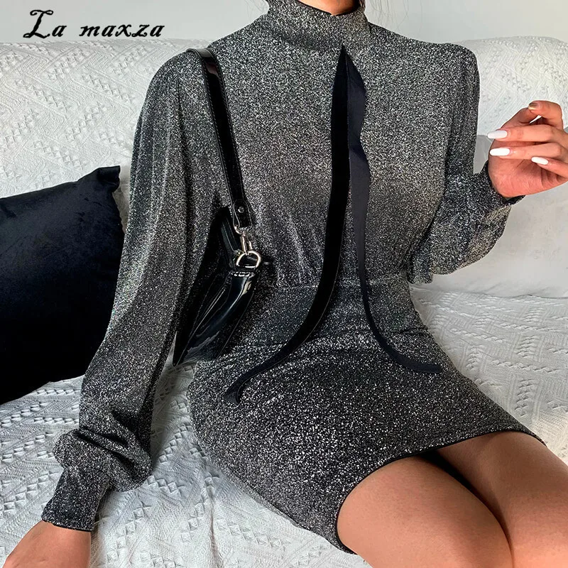 Осеннее элегантное женское платье с блестками 2020 модное сексуальное облегающее