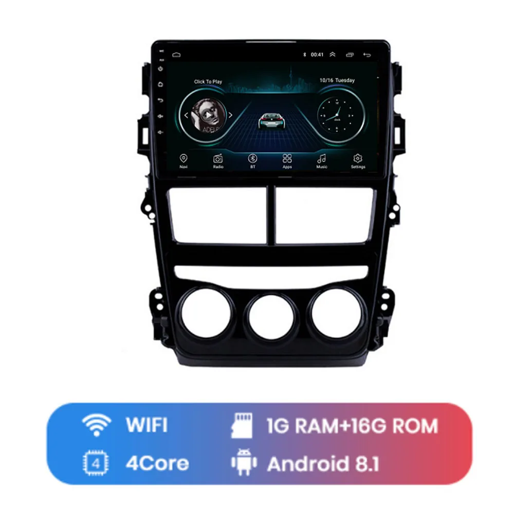 WIFI (1G 16G) 4G LTE Android 8,1 подходит для TOYOTA VIOS YARIS-Мультимедиа стерео автомобильный dvd-плеер навигация gps радио - Цвет: WIFI (1G 16G)