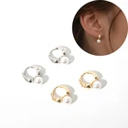 Минималистичные серебряные жемчужные серьги-кольца для женщин, круглые свадебные золотые геометрические серьги, кольца, серьги, бижутерия для вечеринки, оптовая продажа