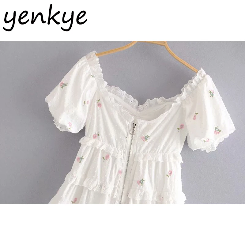 Женское платье с цветочной вышивкой летнее многослойное мини-платье открытыми