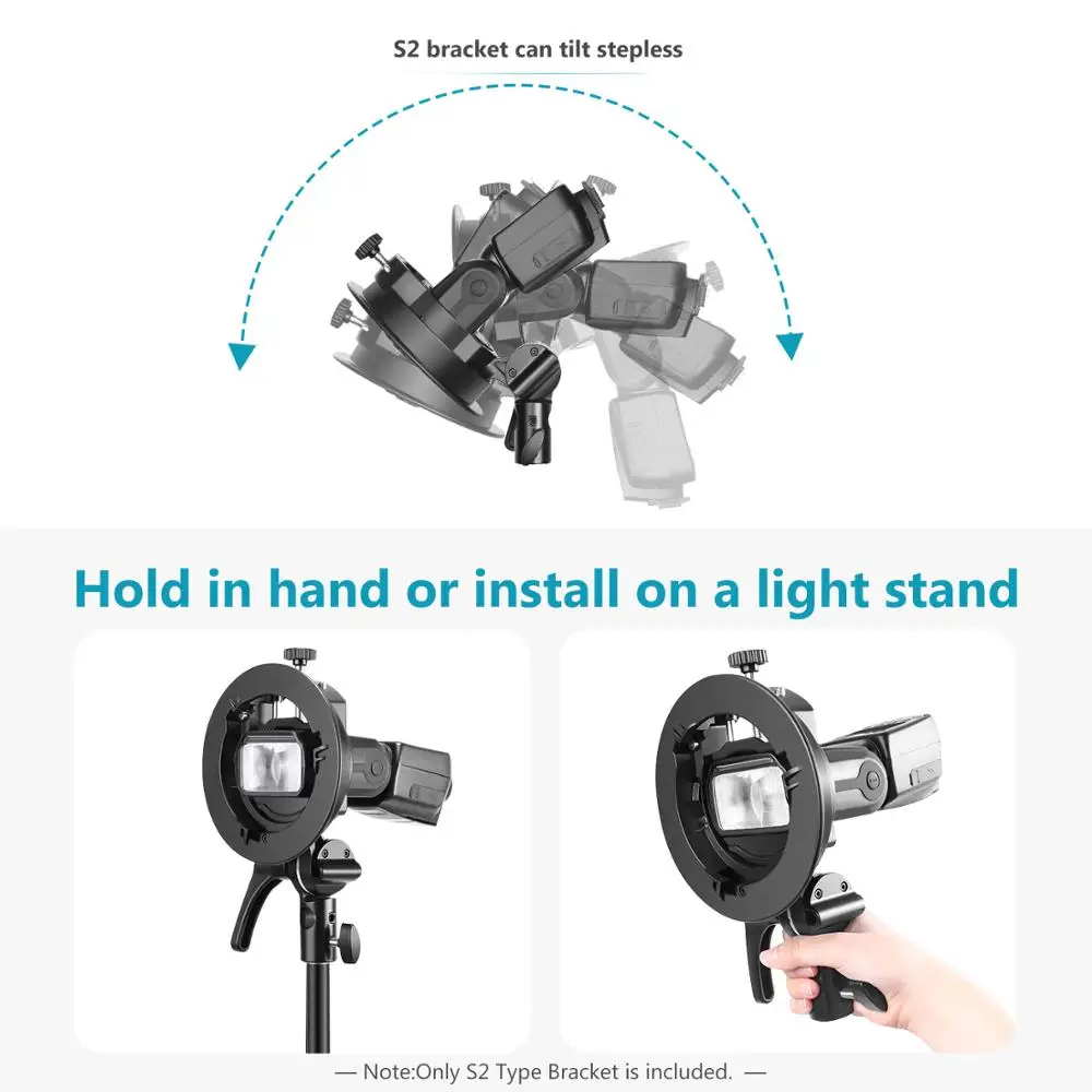 

Neewer S2 Speedlite S-Type Bracket Bowens Mount Flash Holder Suitable For Neewer 750II NW670 etc, Precise Tilt Control