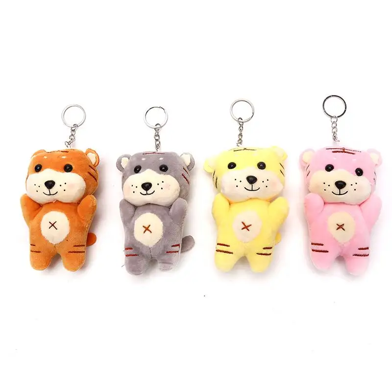 2022 Chinese Year 12cm Plush Tiger Toys Stuffed Animals Small Pendant KeyChains Брелок с подвеской в виде чучела животных