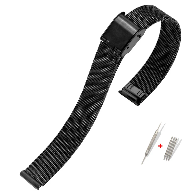 High Quality Universal Stainless Steel Metal Slim Watchband 8mm 10mm 12mm 14mm 16mm 18mm 20mm 22mm 24mm  Strap Milanese Bracelet