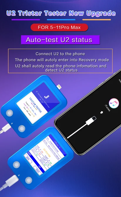JC Новый продукт обновление U2 Быстрый детектор для iPhone Зарядка IC ОШИБКА тестер SN