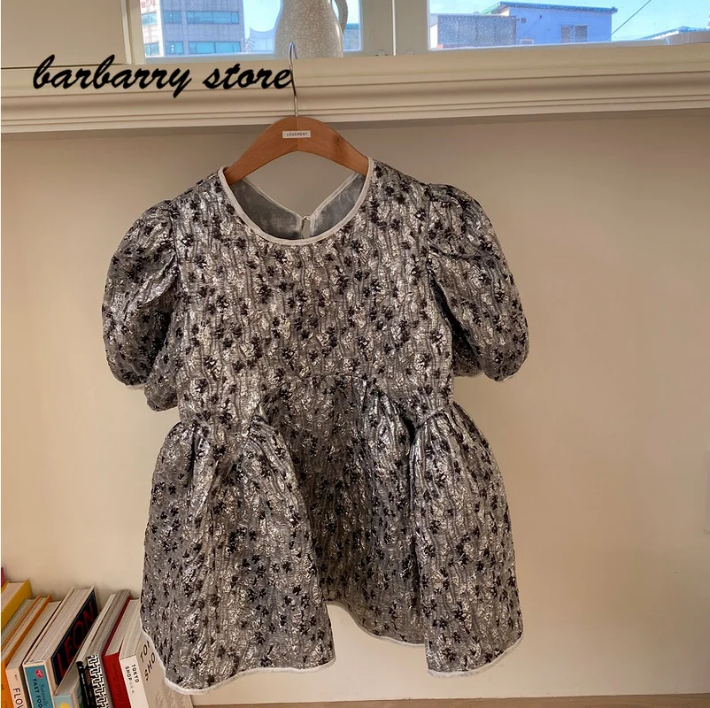 

Summer French design puff sleeve fashion round neck color matching short shirt back lace up short sleeve Pullover plus size