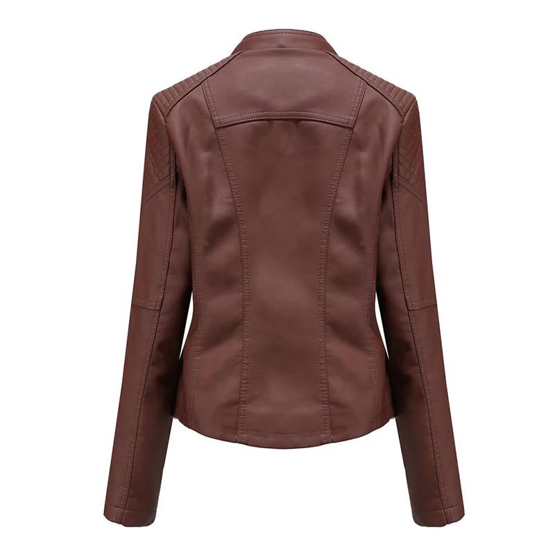 2020 new spring autumn woman's leather jacket female fashion casual slim thin PU leather jackets ladies motorcycle suit enlarge