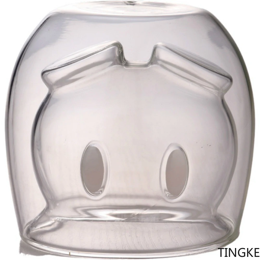 

Cartoon creative gift double glass cup transparent coffee cup milk breakfast cup