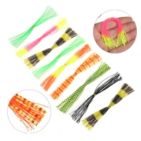 50pcs color random artificial lures lifelike soft fishing lures beard silicone skirts jig bait windless rubber squid fish hook