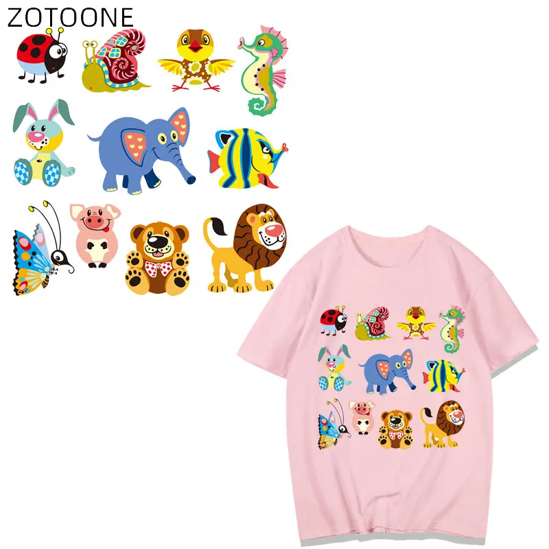 

ZOTOONE Animal Set Patches Big Size Iron on Transfer for Clothes T-shirt DIY Applique Bear Lion Patch for Kids Vinyl Stickers H