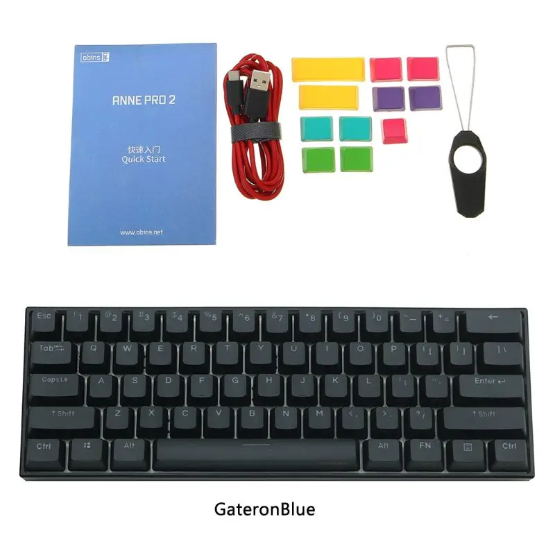 

Anne Pro 2 60% NKRO Bluetooth 4.0 Type-C RGB 61 Keys Mechanical Gaming Keyboard Cherry Switch Gateron Switch