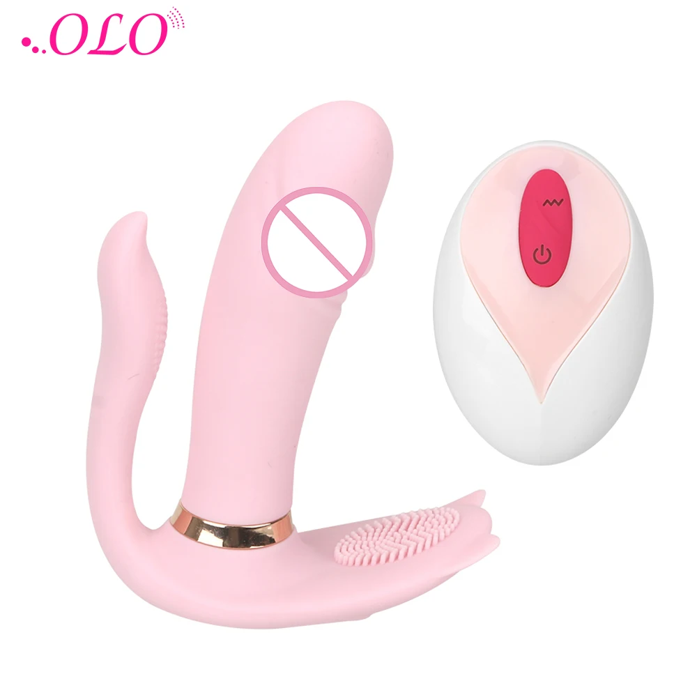 Оло 9 режим двойной носимый Вибратор клитор стимулятор Анальная пробка ремешок