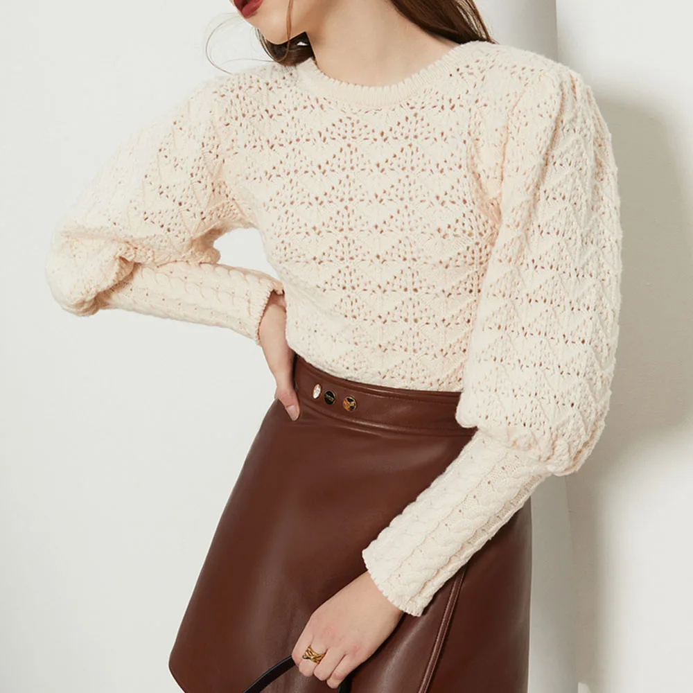 

Sweater Women Fashion 2021 All-match Women's Tops Hot Style Round-neck Trendy Pullover Ladies Chiffon Shirt New Style