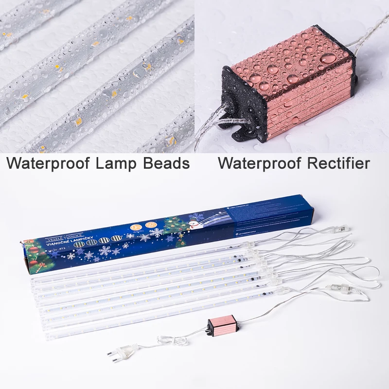 

30cm/50cm LED Meteor Shower Garland Holiday Strip Light Outdoor Waterproof Fairy Lights For Garden Street Christmas Decoration