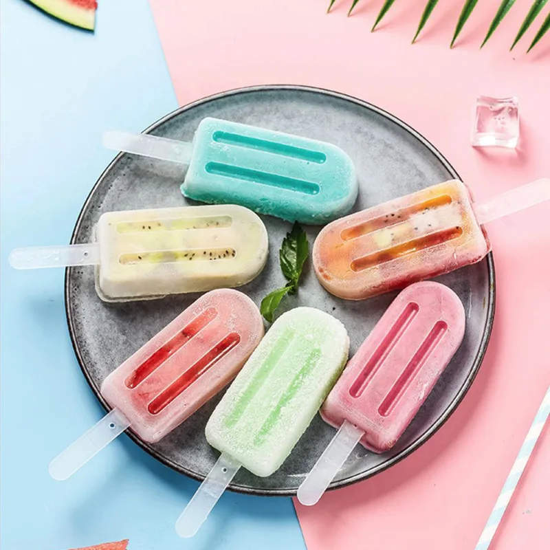 

Silicone Ice Cream Molds 4 Cell Ice Cube Tray Food Safe Popsicle Maker DIY Homemade Freezer Ice Lolly Mould Home Ice Cream tools