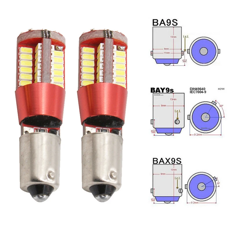 RXZ 2 шт. H21W BAY9S BA9S BAX9S 57smd 3014 Светодиодный Canbus супер яркий автомобильный зазор для чтения, купольная лампа, подсветка, белый 12В, Стайлинг автомобиля