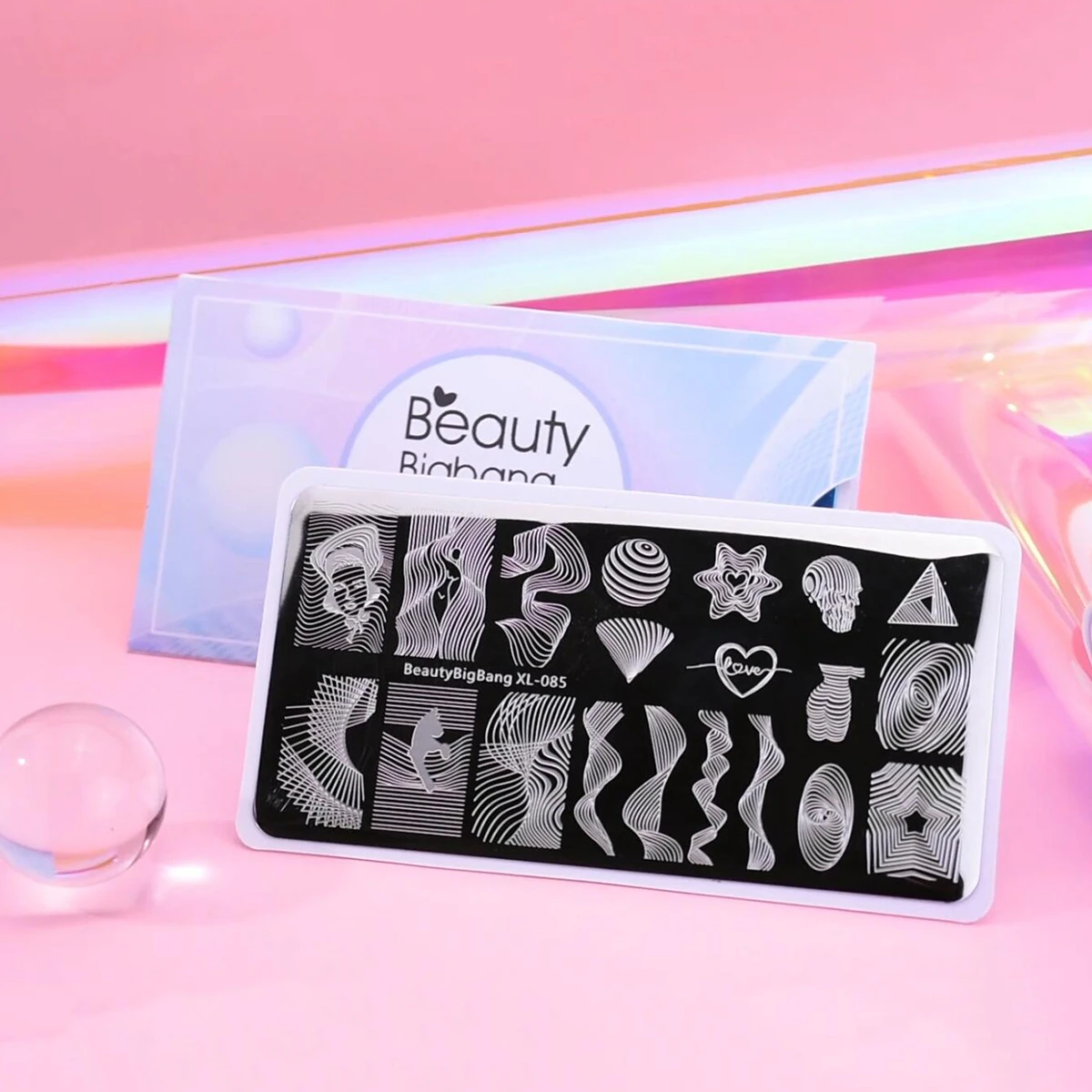 Трафареты Beautybigbang для стемпинга Аксессуары дизайна ногтей геометрическое
