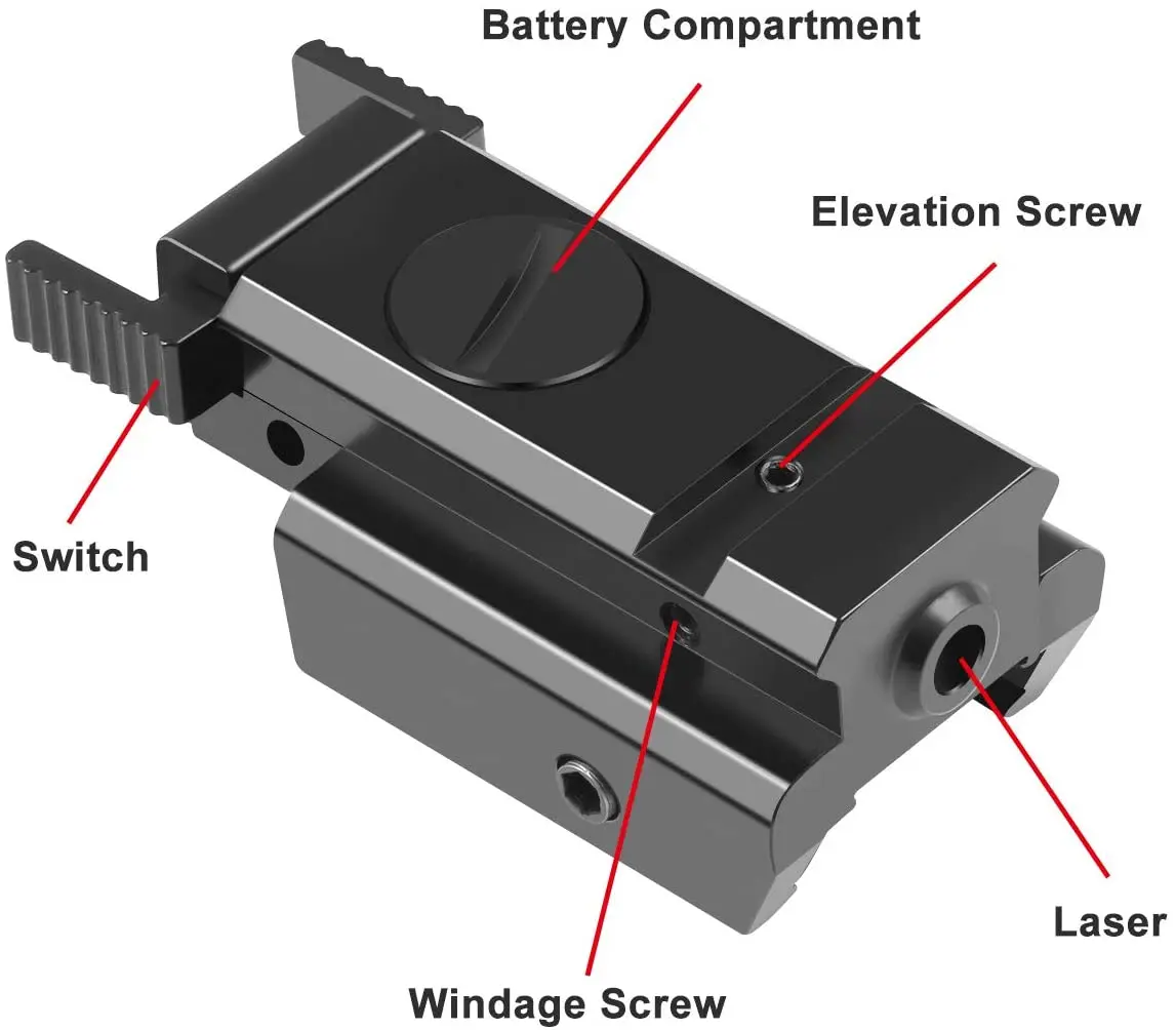 Тактический красный лазерный прицел 20 мм пистолет Вивера Пикатинни рельс для