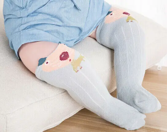 Calcetines de algod&oacute;n suave y s&oacute;lido para beb&eacute;, para ni&ntilde;os y ni&ntilde;as, medias hasta la rodilla, calentador de piernas de dibujos animados, Lazo de cinta, el&aacute;sticos-4