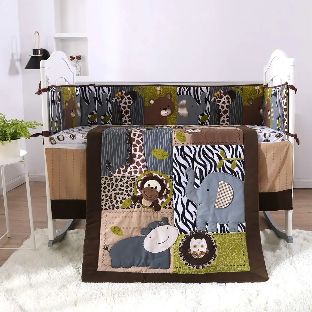 7pcs baby cot bedding protetor de berco cuna crib bumper Nursery room dector (4bumpers+duvet+bed cover+bed skirt) | Мать и ребенок