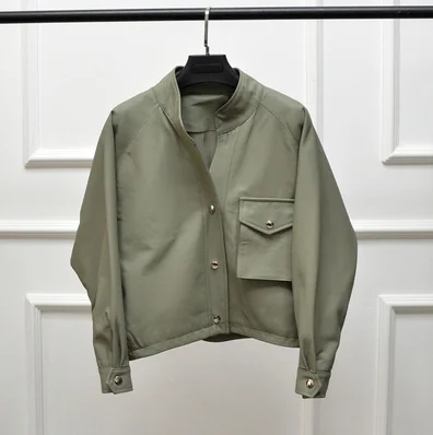 Женская короткая куртка из натуральной овечьей кожи Повседневная Свободная