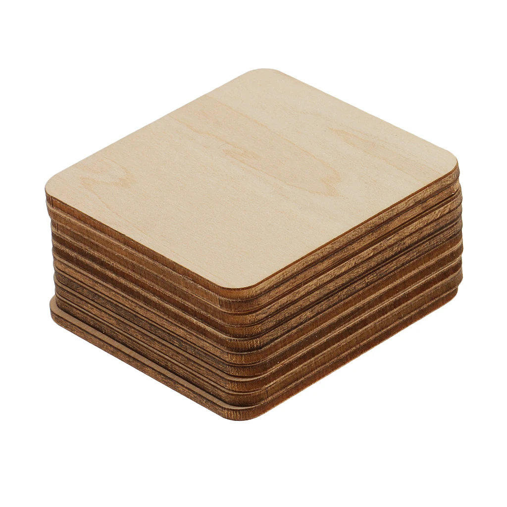 

MagiDeal 3mm Square MDF Unfinished Wood Pieces Blank Plaques for DIY Craft Pyrography Projects 100x100mm