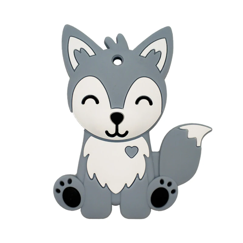 Fox Gray DIY животное детский спасательный круг пищевого класса Силиконовые Прорезыватели для младенцев силиконовые жевательные Подвески Детские Прорезыватели подарок игрушки для малышей - Цвет: Fox Gray
