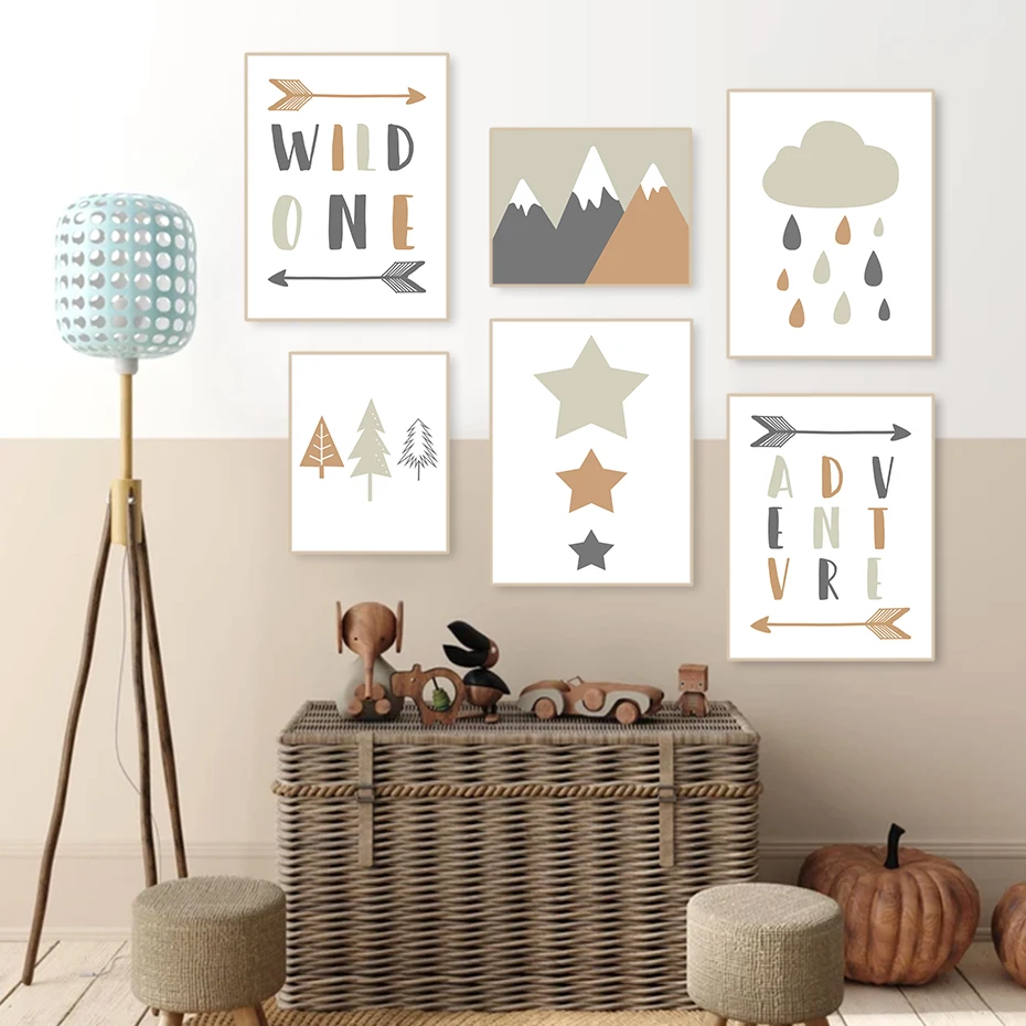 Детская мультяшная звезда стрела в стиле бохо Картина на холсте картины