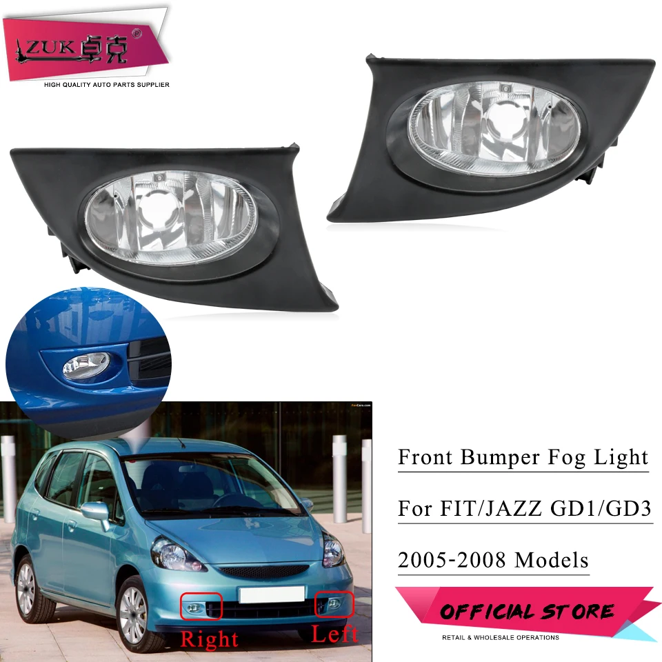 

ZUK 2PCS Front Bumper Fog Light Fog Lamp For HONDA FIT JAZZ GD1 GD3 2003 2004 2005 2006 2007 2008 33951-SAA-H11 33901-SAA-H11